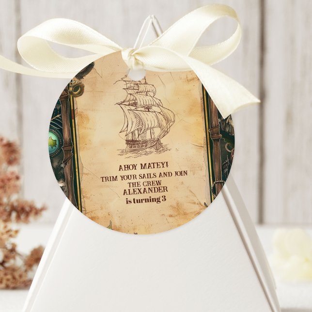 Pegatina Redonda Fiesta de cumpleaños de Jolly Roger Pirate (Subido por el creador)