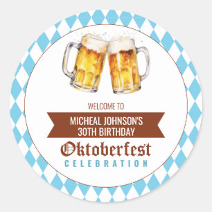 Pegatina Redonda Fiesta de cumpleaños de la cerveza Oktoberfest
