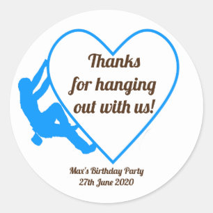 Pegatina Redonda Fiesta de cumpleaños de la escalada