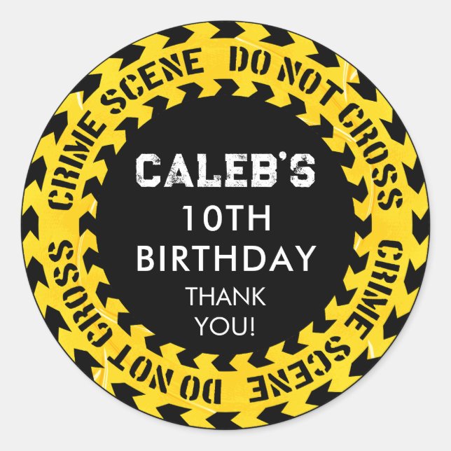 Pegatina Redonda fiesta de cumpleaños de la policía escena del crim (Anverso)
