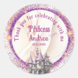 Pegatina Redonda Fiesta de cumpleaños de la Princesa Real Gracias