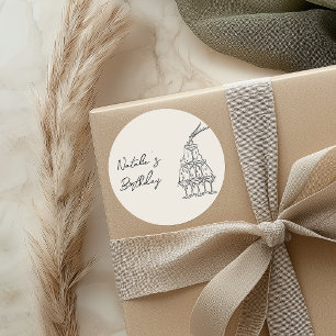 Pegatina Redonda Fiesta de cumpleaños de la Torre de Champagne con 