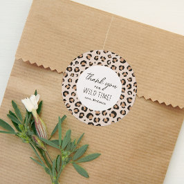 Pegatina Redonda Fiesta de cumpleaños de Leopard Print