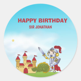 Pegatina Redonda Fiesta de cumpleaños de los chicos del Knight Drag