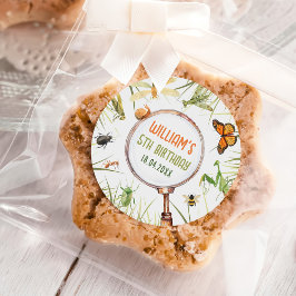 Pegatina Redonda Fiesta de cumpleaños de los insectos naturales