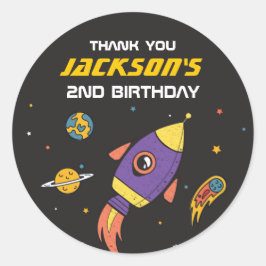 Pegatina Redonda Fiesta de cumpleaños de los niños de los buques de