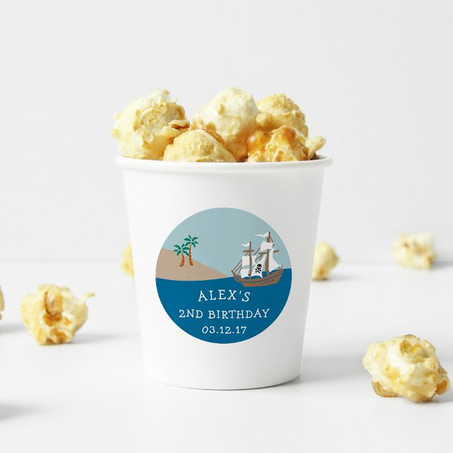 Pegatina Redonda Fiesta de cumpleaños de los niños del barco pirata (Subido por el creador)