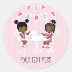 Pegatina Redonda Fiesta de Cumpleaños de Niña Shabby-Chic Personali