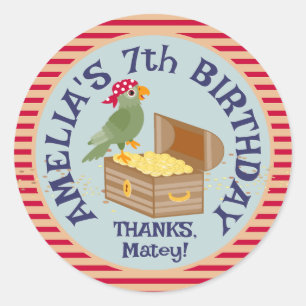 Pegatina Redonda Fiesta de cumpleaños de niños piratas