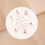 Pegatina Redonda Fiesta de cumpleaños de nuestro pequeño ballet ros<br><div class="desc">¡Estos son nuestros Pegatinas favoritos de la fiesta de cumpleaños del ballet rosado Ballerina!</div>