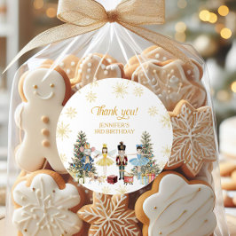 Pegatina Redonda Fiesta de cumpleaños de Nutcracker gracias