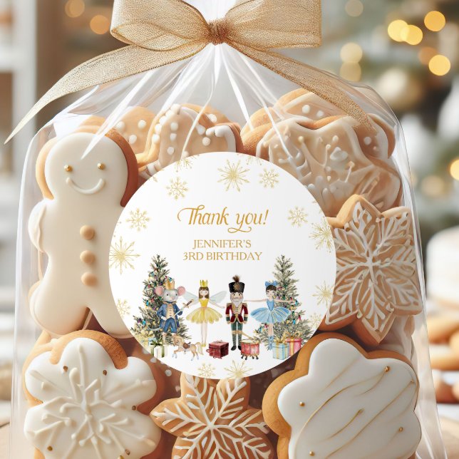 Pegatina Redonda Fiesta de cumpleaños de Nutcracker gracias (Subido por el creador)