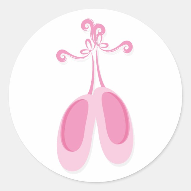 Pegatina Redonda Fiesta de cumpleaños de Pink Ballerina (Anverso)