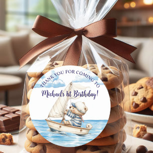 Pegatina Redonda Fiesta de cumpleaños de Sailor Teddy Bear