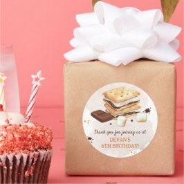 Pegatina Redonda Fiesta de cumpleaños de S'mores