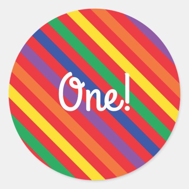 Pegatina Redonda Fiesta de cumpleaños de Teddy Bear Rainbow Cute Ki (Anverso)