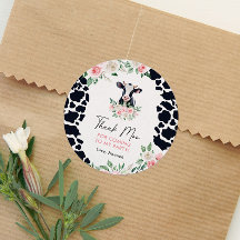 Fiesta de cumpleaños de vaca floral rosa