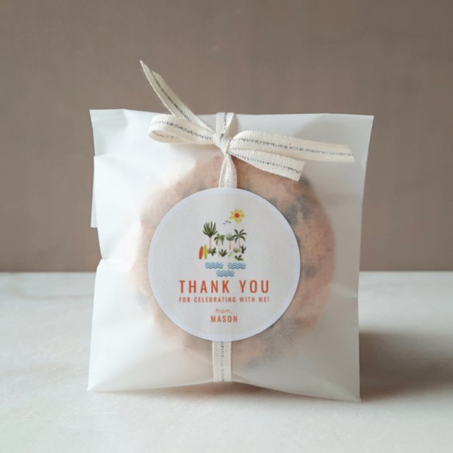 Pegatina Redonda Fiesta de cumpleaños de verano de Surf gracias por (Subido por el creador)