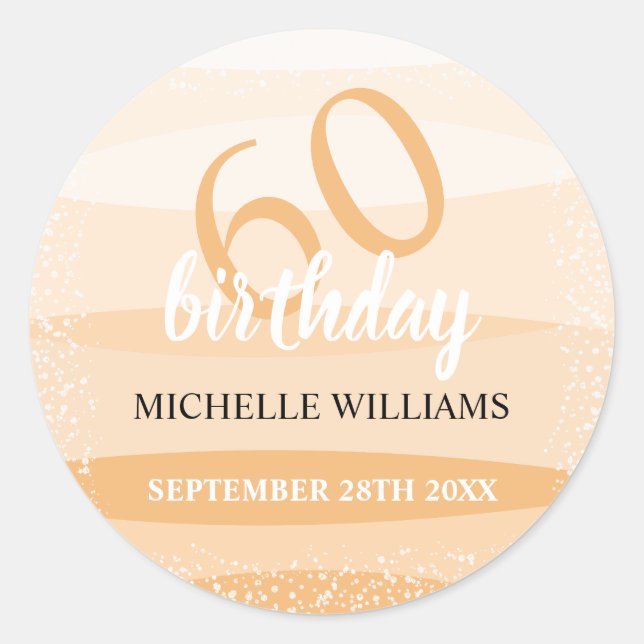 Pegatina Redonda Fiesta De Cumpleaños De Verano Moderno En Rosa (Anverso)