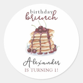 Pegatina Redonda Fiesta de cumpleaños de Watercolor Pancakes