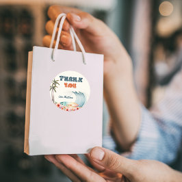 Pegatina Redonda Fiesta de cumpleaños de Wave Rider Surf Gracias