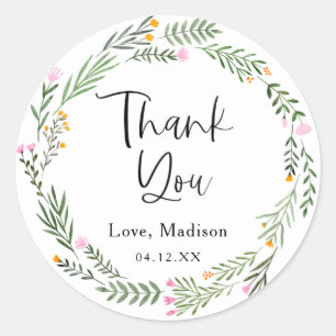 Pegatina Redonda Fiesta de cumpleaños de Wildflower Garden Gracias