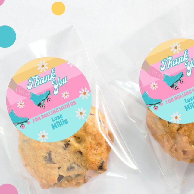 Pegatina Redonda Fiesta de cumpleaños del arco iris retro para pati (Subido por el creador)