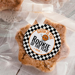 Pegatina Redonda Fiesta de cumpleaños del Baloncesto Retro Personal