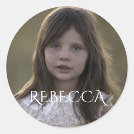 Pegatina Redonda Fiesta de cumpleaños del chica fotográfico persona