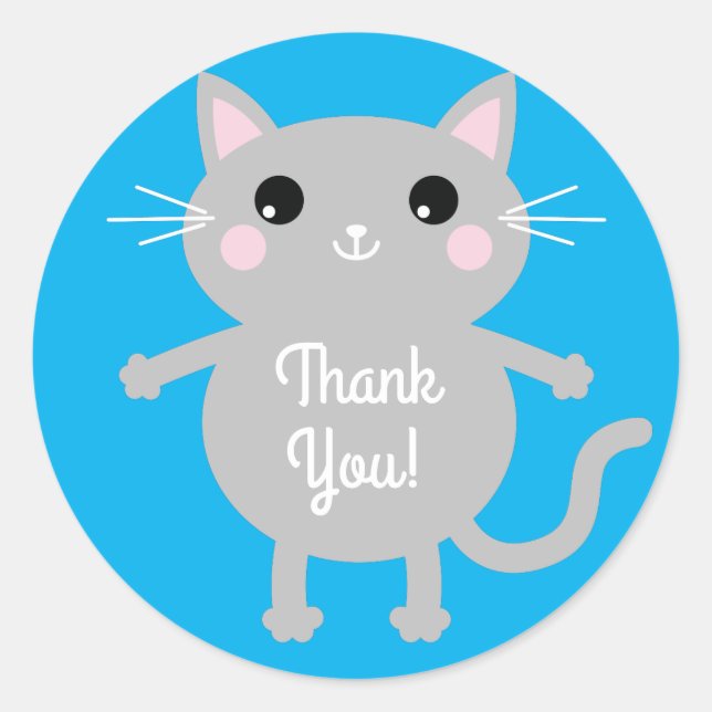 Pegatina Redonda Fiesta de cumpleaños del gato (Anverso)