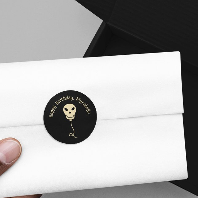 Pegatina Redonda Fiesta de cumpleaños del Gótico Skull Balloon (Subido por el creador)