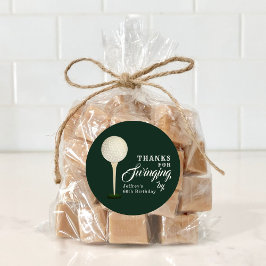 Pegatina Redonda Fiesta de cumpleaños del hito de golf masculino gr