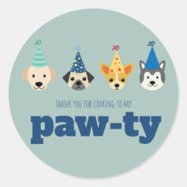 Pegatina Redonda Fiesta de cumpleaños del perro de pipa gracias a l