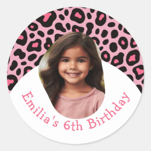 Pegatina Redonda Fiesta de cumpleaños del personalizado Cheetah fav