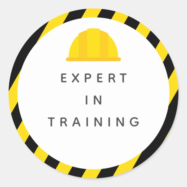 Pegatina Redonda Fiesta de cumpleaños del tema de construcción (Anverso)