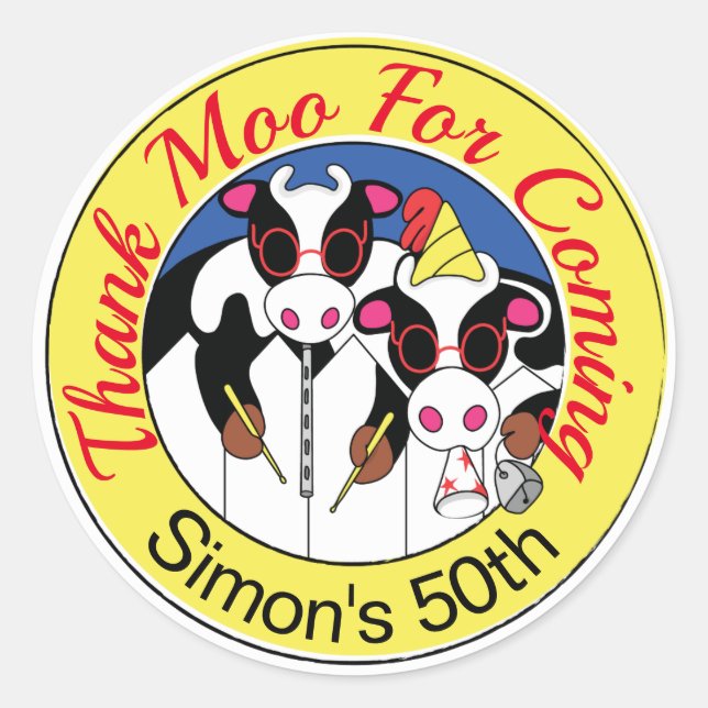 Pegatina Redonda Fiesta de cumpleaños divertida para los músicos (Anverso)