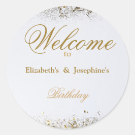 Pegatina Redonda Fiesta de cumpleaños doble conjunta para adultos |