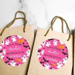 Pegatina Redonda Fiesta de cumpleaños espeluznante y espeluznante d