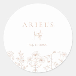 Pegatina Redonda Fiesta de cumpleaños floral elegante simple