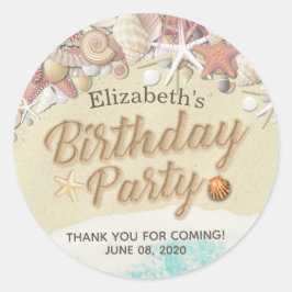 Pegatina Redonda Fiesta de Cumpleaños Gracias Mar Starfish Playa de