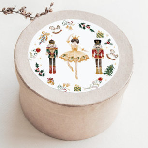 Pegatina Redonda Fiesta de cumpleaños infantil bailarina cascanuece