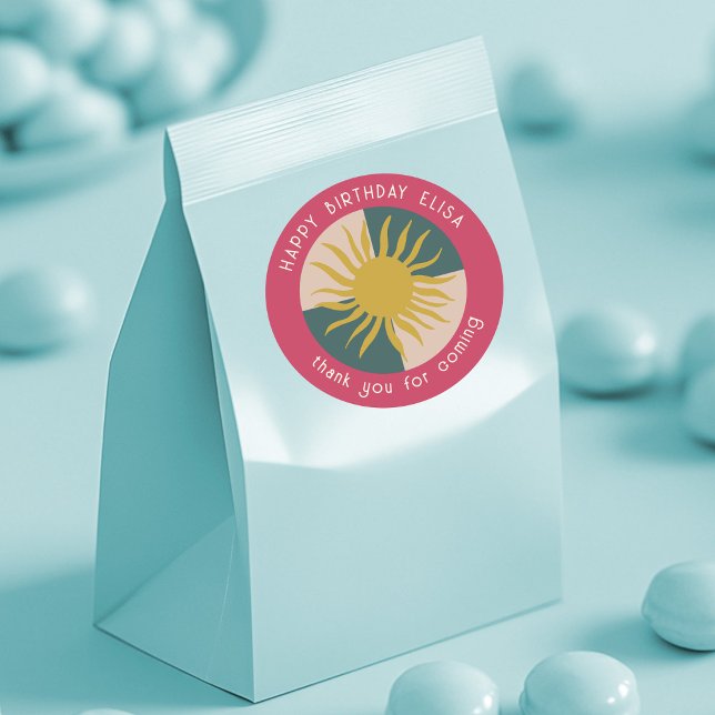 Pegatina Redonda Fiesta de Cumpleaños junto al Mar Moderno y Divert (Seaside Soiree BIRTHDAY Modern Cute CUSTOM Classic Round Sticker
)