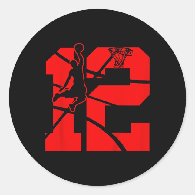 Pegatina Redonda Fiesta de cumpleaños número 12 de los niños de 12  (Anverso)