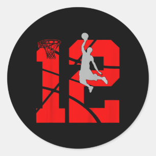 Pegatina Redonda Fiesta de cumpleaños número 12 de los niños de 12 