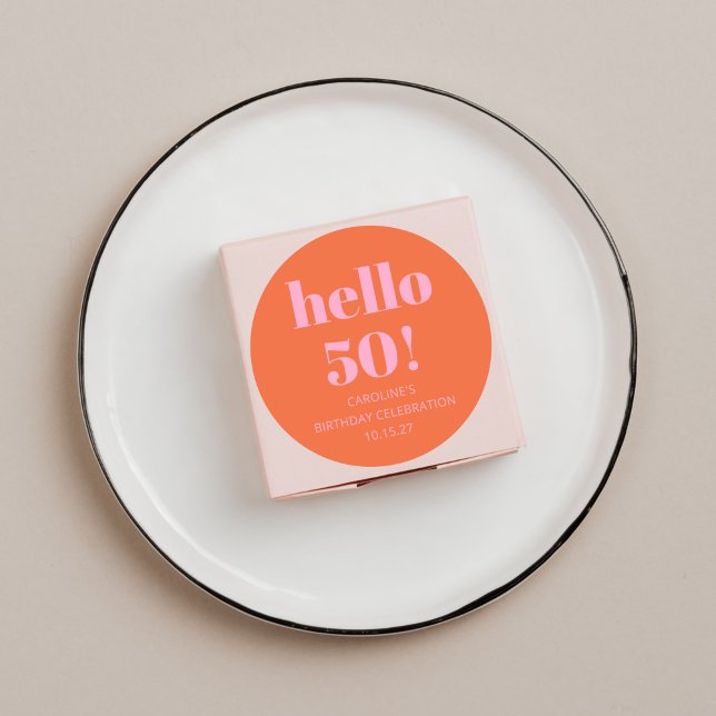 Pegatina Redonda Fiesta de cumpleaños número 50 atrevida moderna si (Subido por el creador)