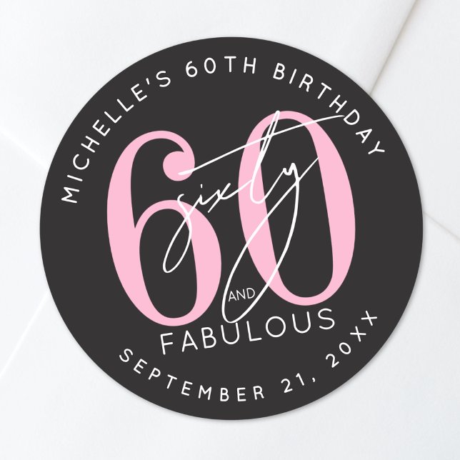 Pegatina Redonda Fiesta de cumpleaños número 60 (60th Birthday Party Classic Round Sticker )