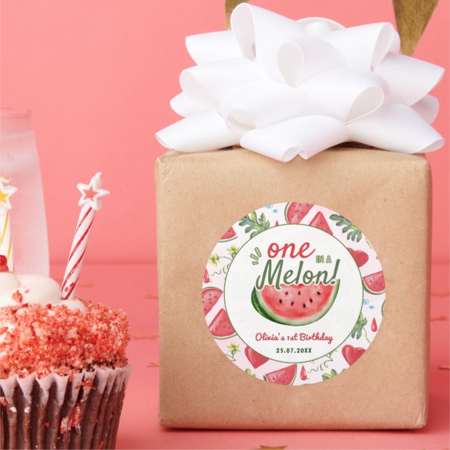 Pegatina Redonda Fiesta de cumpleaños número uno: One in a Melon (Fiesta)
