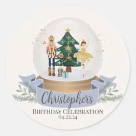 Pegatina Redonda fiesta de cumpleaños nutcracker winter wonderland