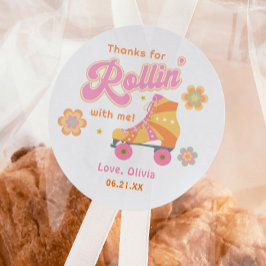 Pegatina Redonda Fiesta de cumpleaños para el patinaje sobre patina