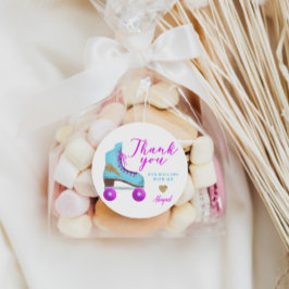 Pegatina Redonda Fiesta de cumpleaños para el patinaje sobre ruedas